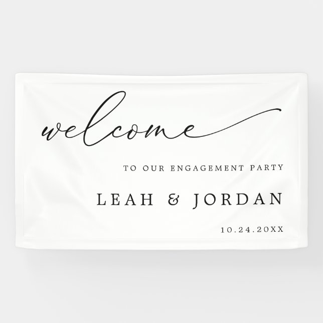 Elegant Minimalist Engagement Party Welcome Banner (Horizontal)