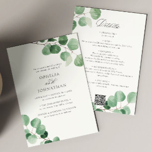 Elegant Minimalist Eucalyptus All-In-One Wedding Invitation