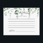 Elegant Minimalist Eucalyptus Wedding Advice Card<br><div class="desc">This elegant minimalist eucalyptus wedding advice card is perfect for a modern wedding. The design features watercolor hand-drawn elegant botanical eucalyptus branches and leaves. These cards are perfect for a wedding, bridal shower, baby shower, graduation party & more. Personalise the cards with the names of the bride and groom, parents-to-be...</div>