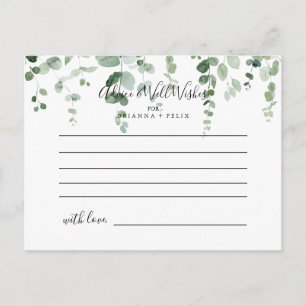 Elegant Minimalist Eucalyptus Wedding Advice Card