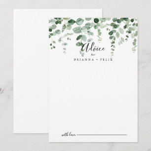Elegant Minimalist Eucalyptus Wedding Advice Card