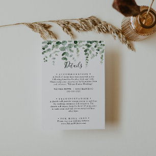 Elegant Minimalist Eucalyptus Wedding Details Enclosure Card