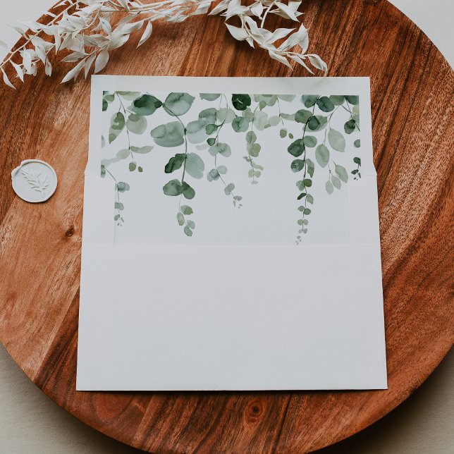 Elegant Minimalist Eucalyptus Wedding Invitation  Envelope (Creator Uploaded)
