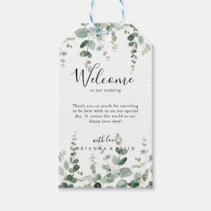 Elegant Minimalist Eucalyptus Wedding Welcome Gift Tags