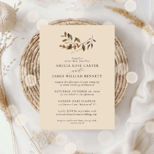Elegant Minimalist Fall Autumn Eucalyptus Wedding  Invitation