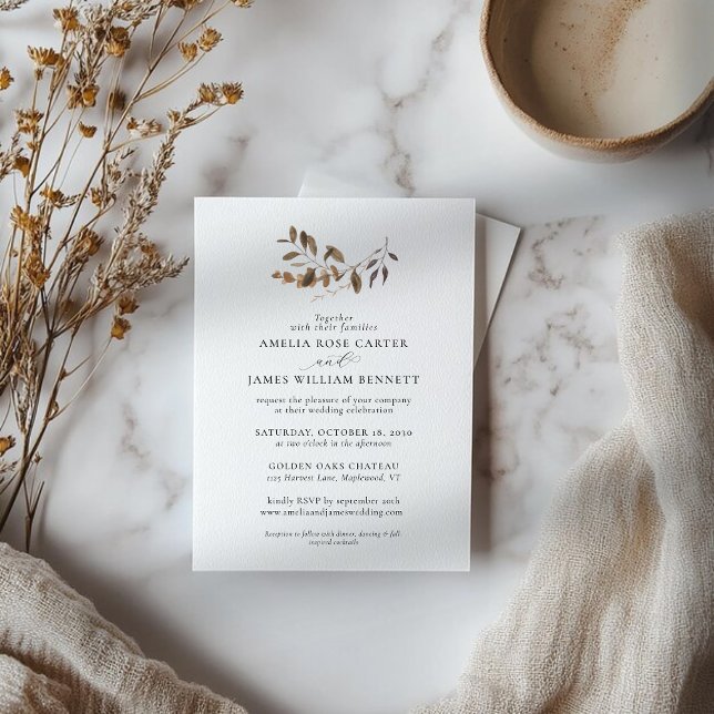 Elegant Minimalist Fall Autumn Eucalyptus Wedding  Invitation (Elegant Minimalist Fall Autumn Eucalyptus Wedding Invitation)