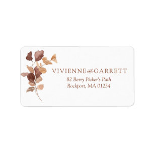 Elegant Minimalist Fall Leaves Wedding  Label