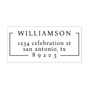 Elegant Minimalist Family Name Return Address Rubber Stamp