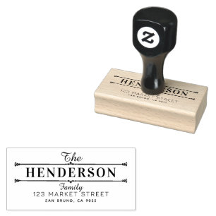 ELEGANT MINIMALIST FAMILY NAME & RETURN ADDRESS RUBBER STAMP