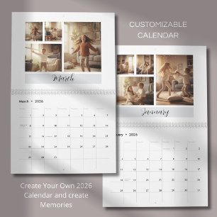 Elegant Minimalist Family Photo Calendar 2026