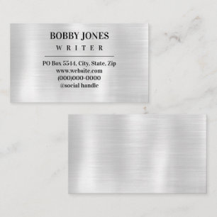 Elegant Minimalist Faux Silver Foil Metallic Business Card