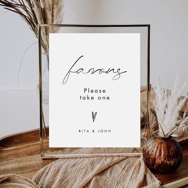 Elegant Minimalist Favour Wedding Table Sign (Creator Uploaded)