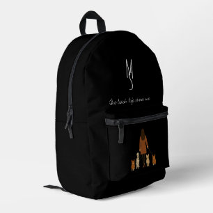 Elegant Minimalist Female Dog Walker Customisable  Printed Backpack
