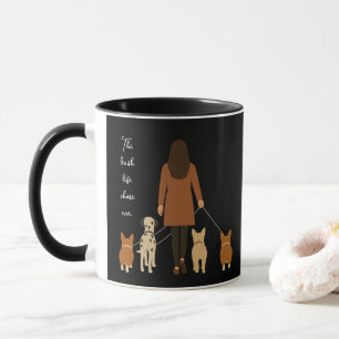 Elegant Minimalist Female Dog Walker Customizable Mug