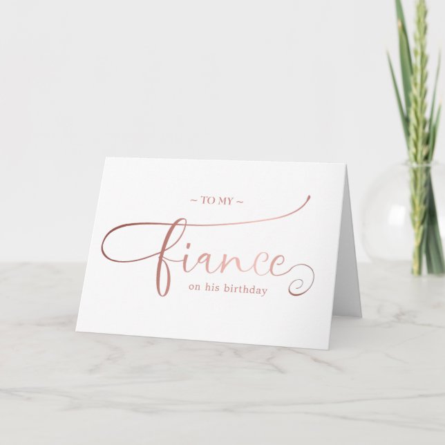 elegant minimalist fiancé happy birthday card (Front)