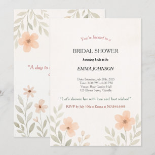 Elegant Minimalist Floral Bridal Shower Invitation