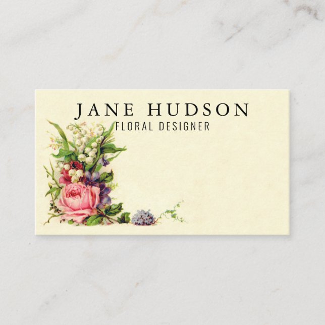Elegant Minimalist Floral Business Card 3.5x2.0 (Front)