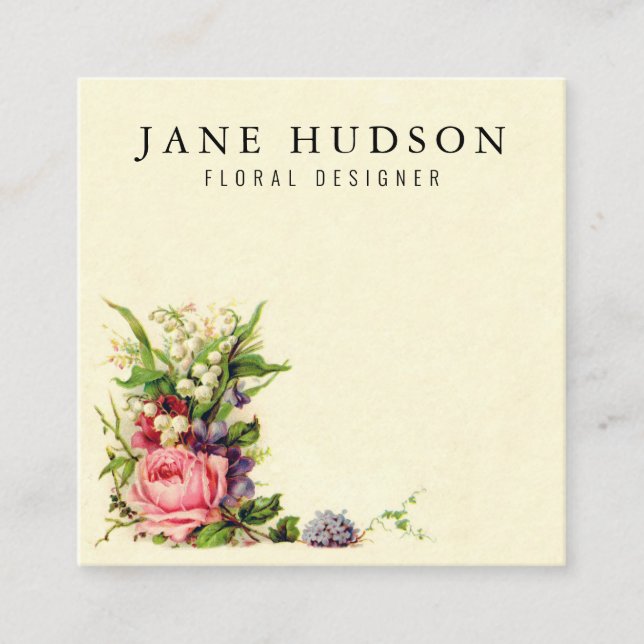 Elegant Minimalist Floral Business Card Design (Front)