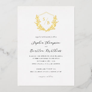 Elegant Minimalist Floral Crest Monogram Wedding