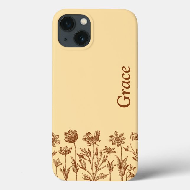 Elegant Minimalist Floral Design with Monogram Case-Mate iPhone Case (Back)