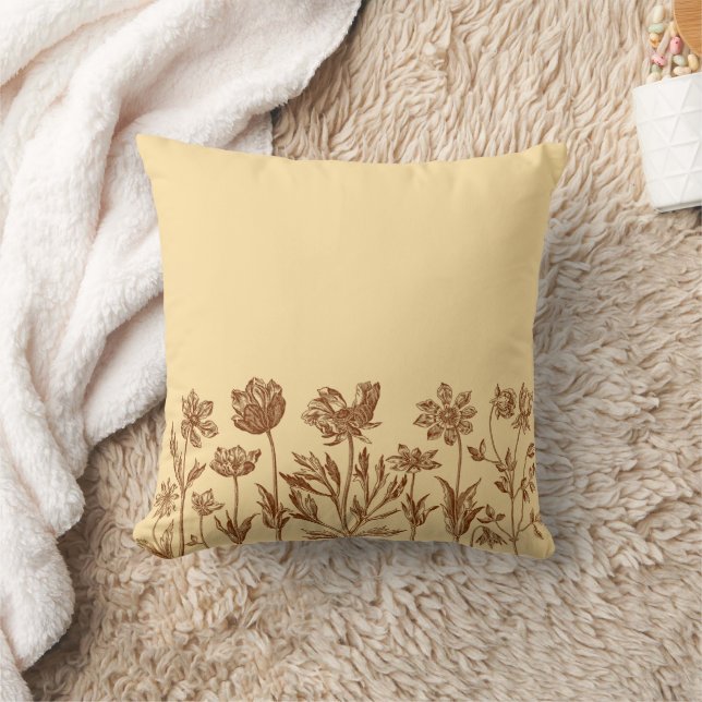 Elegant Minimalist Floral Design with Monogram Cushion (Blanket)