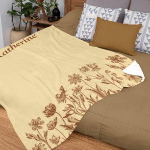 Elegant Minimalist Floral Design with Monogram Sherpa Blanket