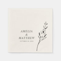 Elegant Minimalist Floral Drawing Custom Wedding