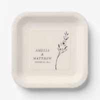 Elegant Minimalist Floral Drawing Custom Wedding