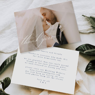 Elegant Minimalist Floral Drawing Wedding  Thank You Card