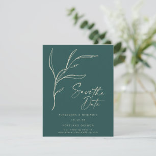 Elegant Minimalist Floral Green Personalised Save The Date