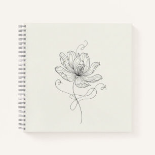 Elegant Minimalist Floral Line Art - Spiral Notebo Notebook