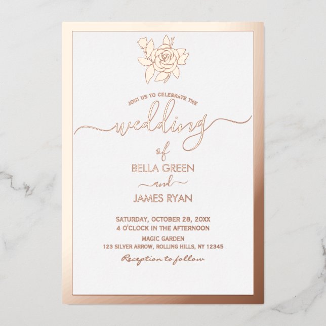 Elegant Minimalist Floral Photo Wedding  (Front)