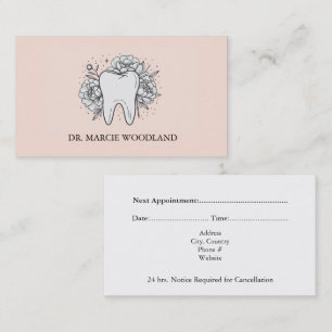 Elegant Minimalist Floral Tooth Appointment Card