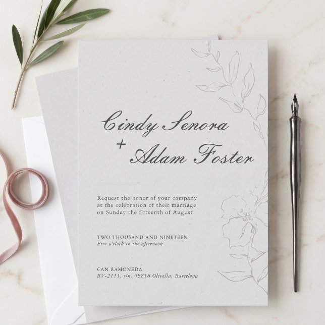 Elegant Minimalist Floral Wedding Invitation (Elegant Minimalist Floral Wedding Invitation)