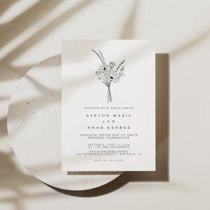 Elegant Minimalist Floral Wedding Invitation