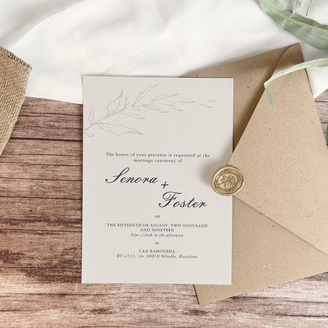 Elegant Minimalist Floral Wedding Invitation (Creator Uploaded)