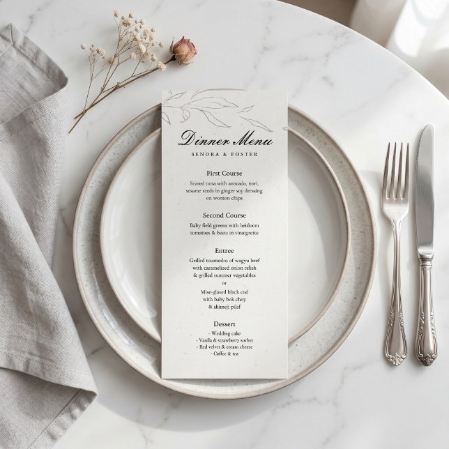 Elegant Minimalist Floral Wedding Menu (Elegant Minimalist Floral Wedding Menu
)