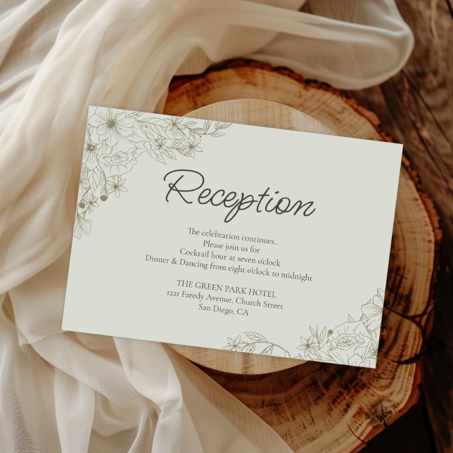 Elegant Minimalist Floral Wedding Reception Detail Enclosure Card (Creator Uploaded)