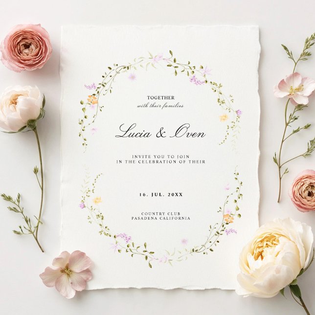 Elegant Minimalist Flowers Wedding Invitation (Creator Uploaded)
