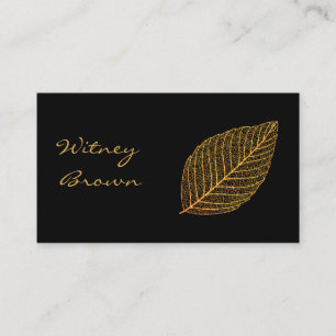 Elegant minimalist foil golden leaf  business card