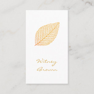 Elegant minimalist foil golden leaf  business card