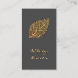 Elegant minimalist foil golden leaf  business card