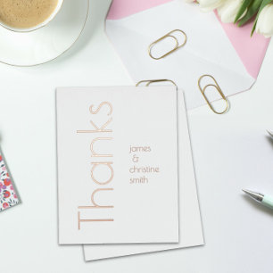 Elegant Minimalist Foil Lettered Thanks Postcard