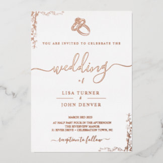 Elegant, Minimalist Foil Wedding Invitation