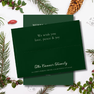 Elegant Minimalist Forest Green Christmas Envelope