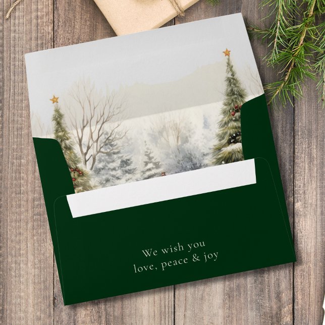 Elegant Minimalist Forest Green Christmas Envelope (Creator Uploaded)