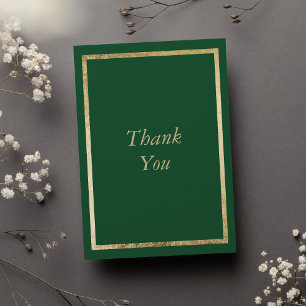 Elegant Minimalist Forest Green Gold 50th Birthday Thank You Card