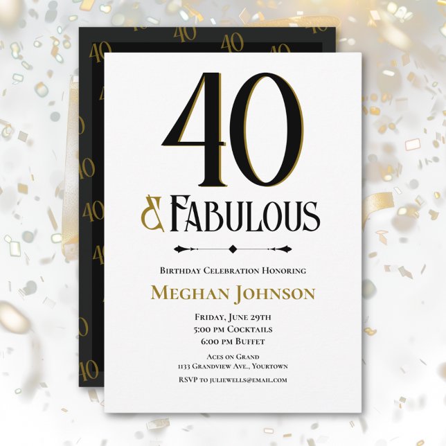 Elegant Minimalist Forty and Fabulous Birthday Invitation (Creator Uploaded)
