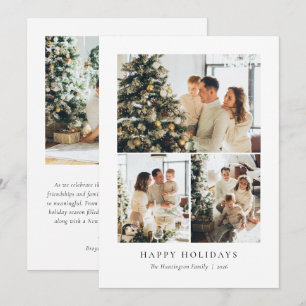 Elegant Minimalist Four Photo Christmas Holiday Card