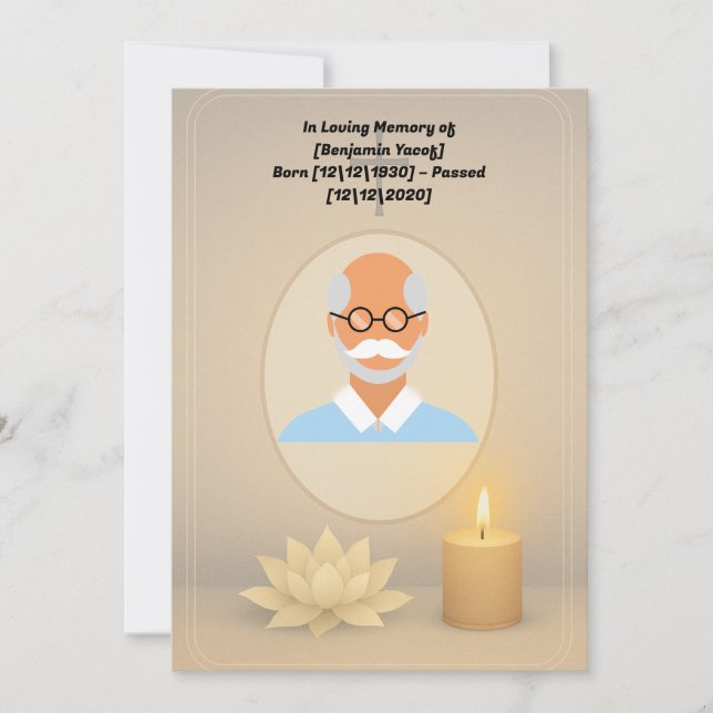 Elegant Minimalist Funeral Card Design (Front)